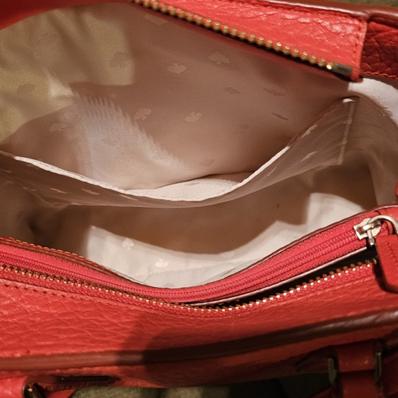 Kate Spade Small Leighton Satchel Handbag with Crossbody strap Coral leather EUC - Picture 16 of 16